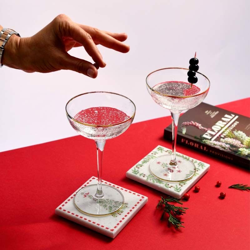 Merry Collection 4 lü Mermer Bardak Altlığı