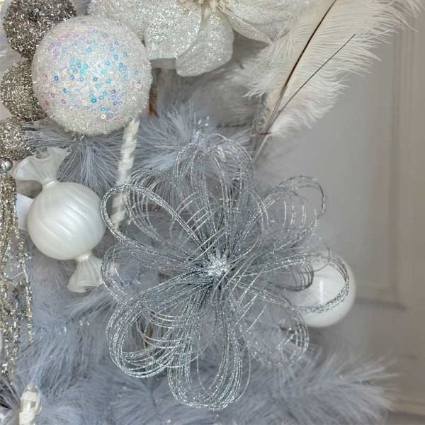 Gümüş Simli Çiçek Süs 23cm