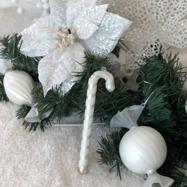 Candy Cane Cam Süs 6'lı Set Beyaz