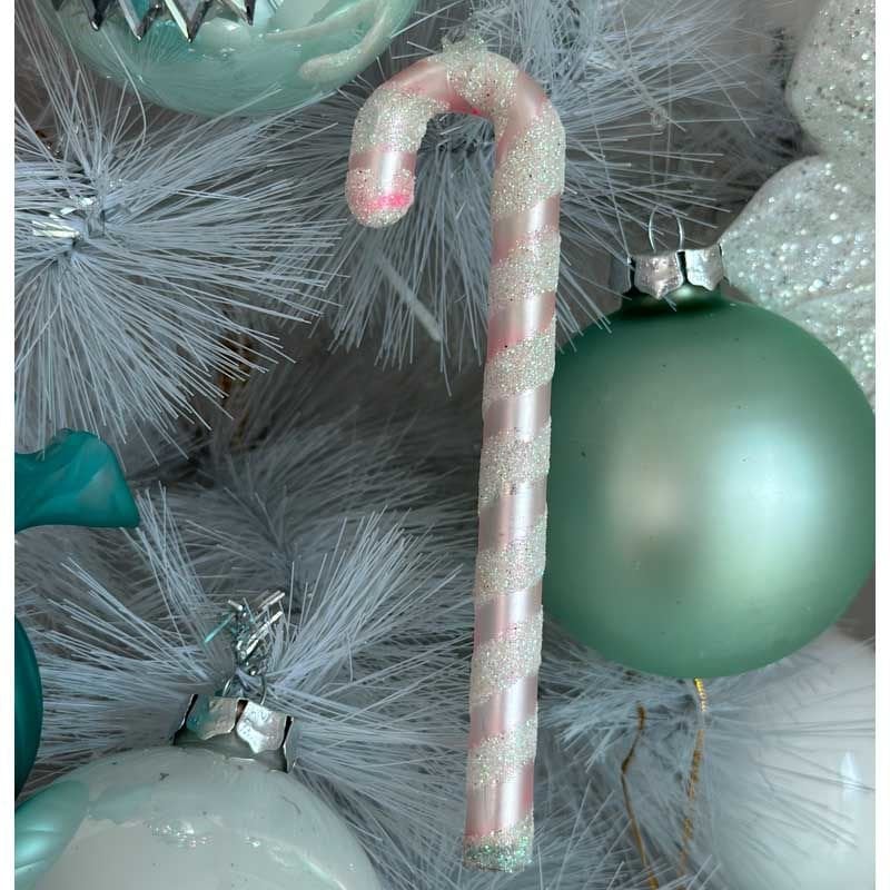 Candy Cane Cam Süs 6'lı Set Pembe