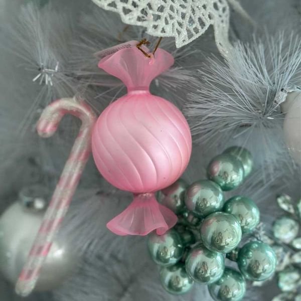 Candy Cane Cam Süs 6'lı Set Pembe