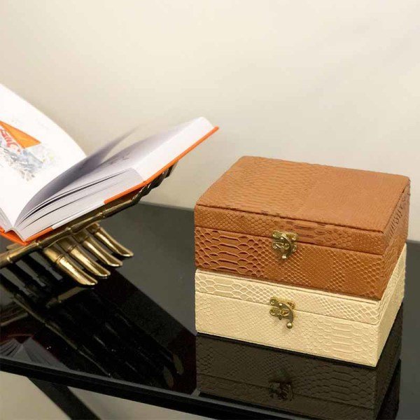 Beige Leather Box Tan