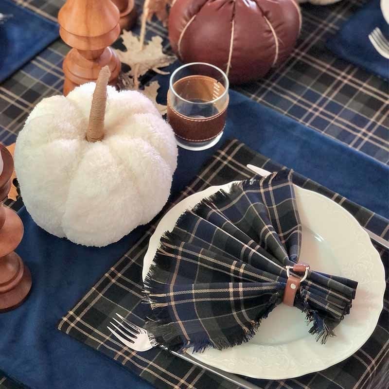Navy Blue Plaid Napkin Set of 2
