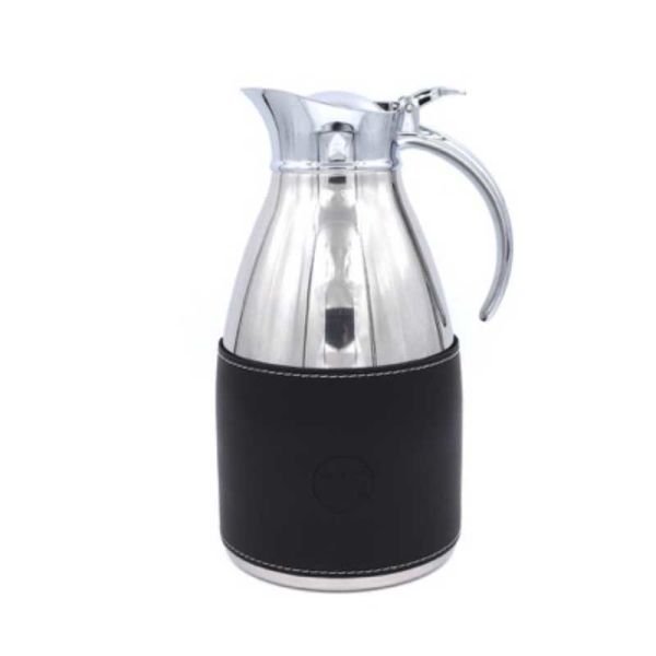 Deri Detaylı Çelik Termos Siyah