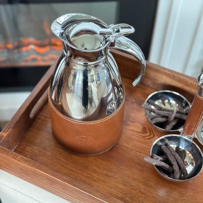 Deri Detaylı Çelik Termos Taba