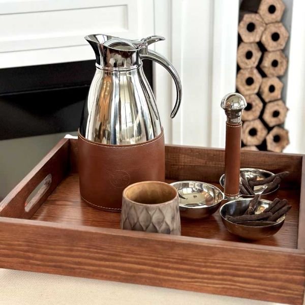 Deri Detaylı Çelik Termos Taba