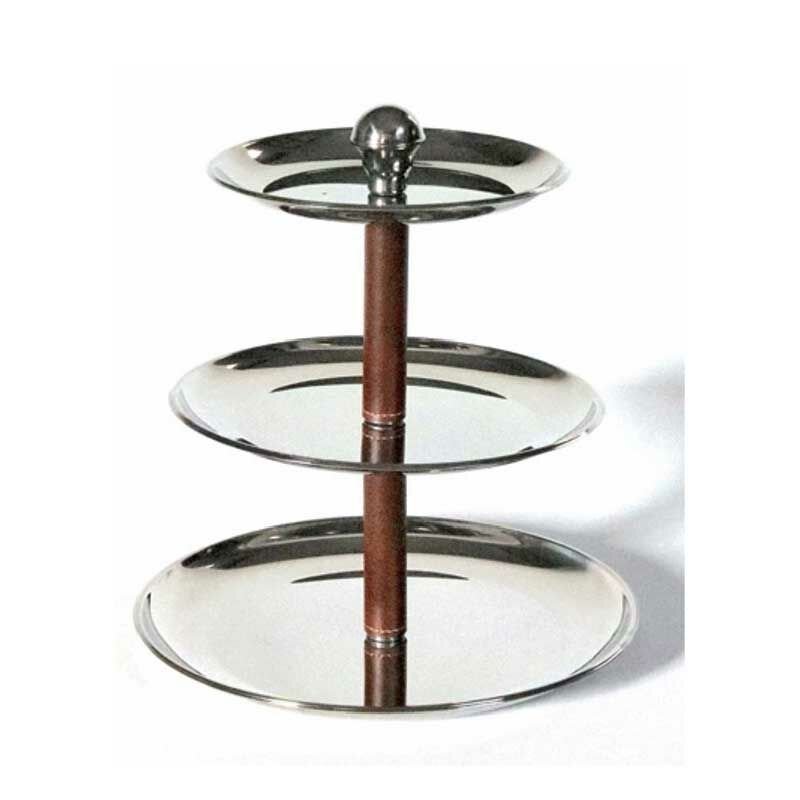 Deri Aksesuarlı 3 Katlı Servis Taba