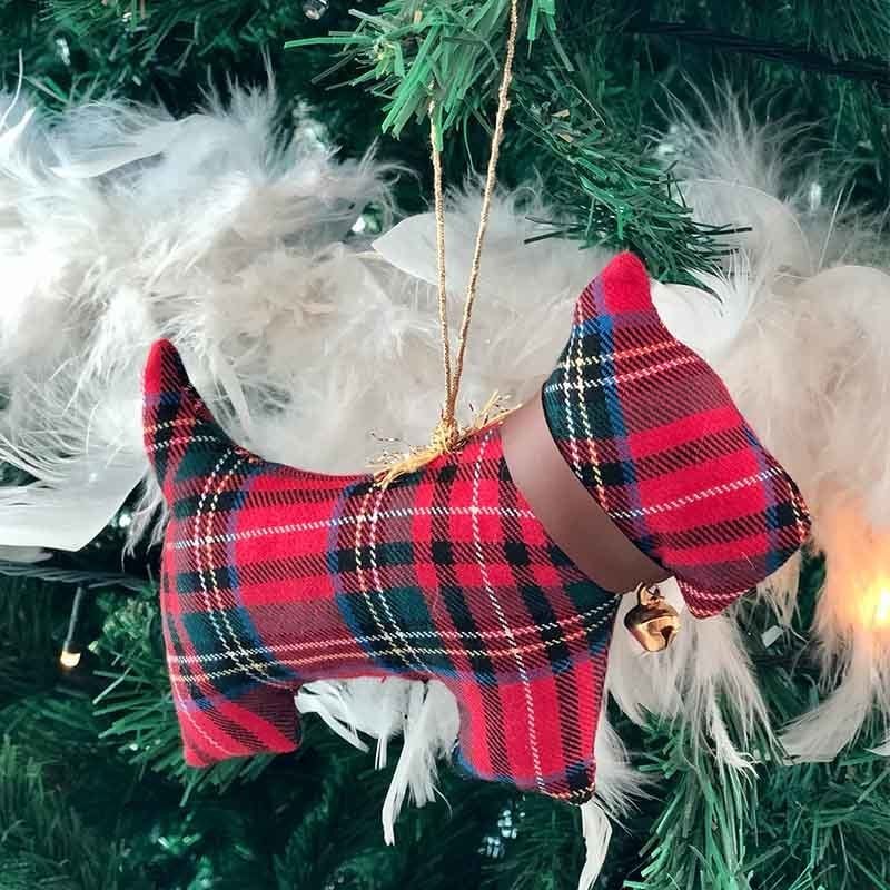 Plaid Doggie Yılbaşı Süsü / Kırmızı