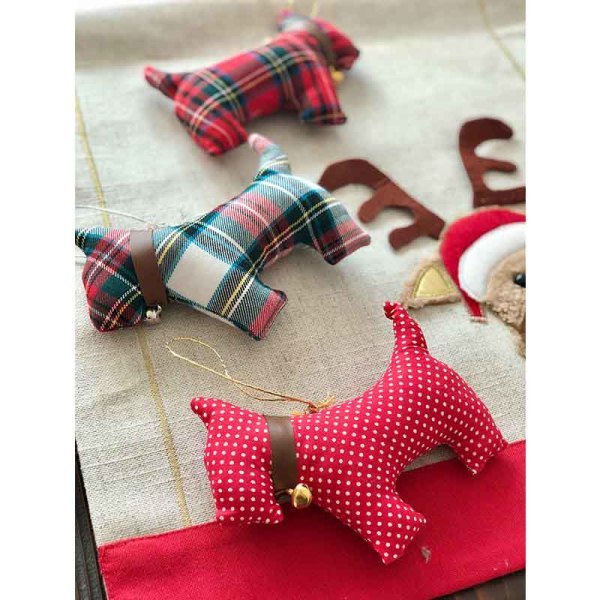 Plaid Doggie Yılbaşı Süsü / Kırmızı