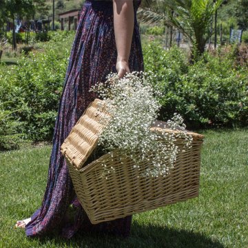 Natural Color Wicker Picnic Basket