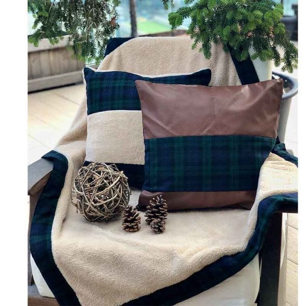 Double Sided Green Plaid Throw