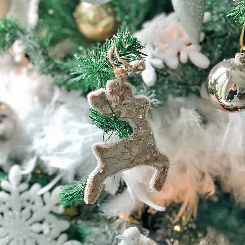 Ahşap Geyik Simli Yılbaşı Süsü