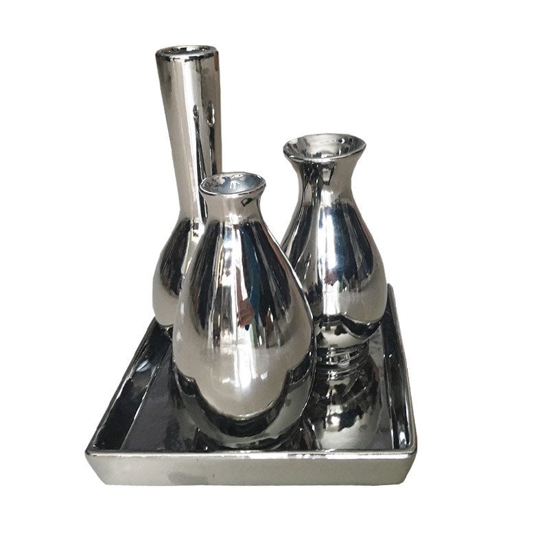 Gümüş Tepsili 3lü Vazo