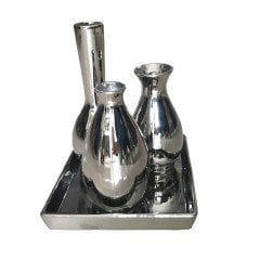 Gümüş Tepsili 3lü Vazo