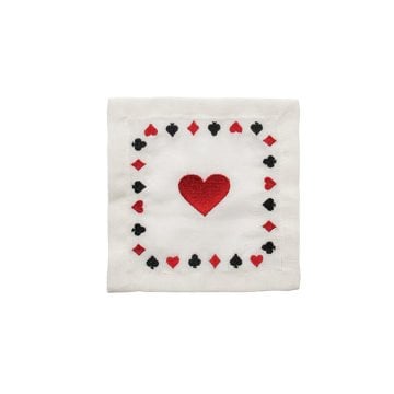 Kupa Nakışlı Keten Bardak Altlığı/4'lü Set