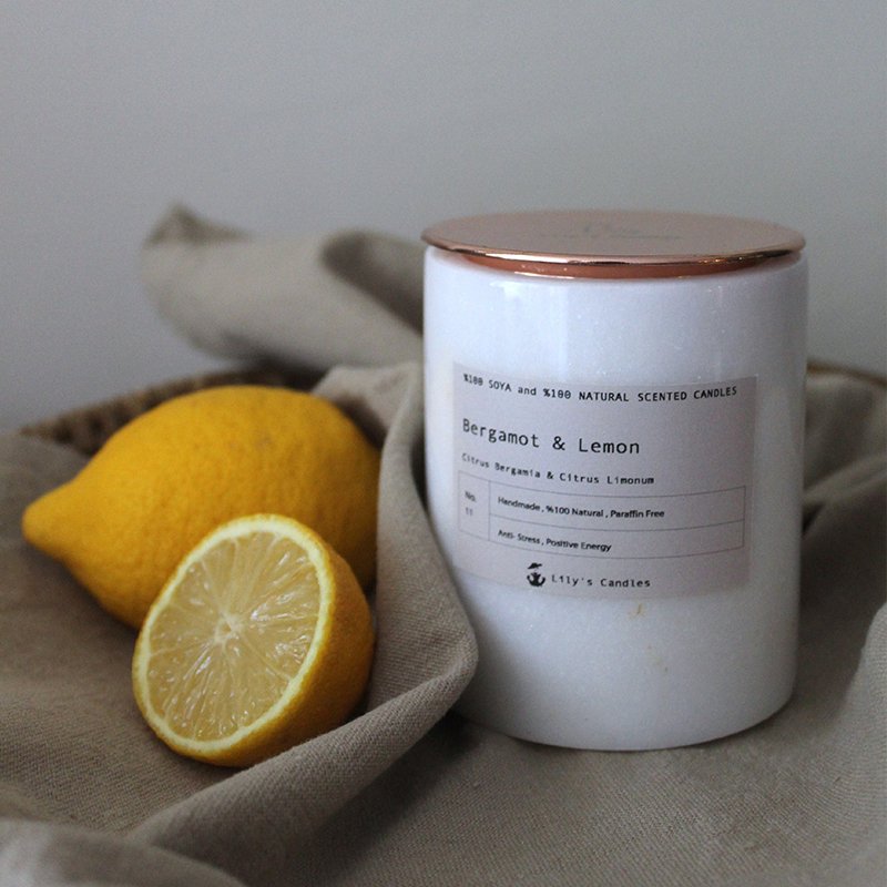 Bergamot & Lemon Aromatherapy Marble Candle