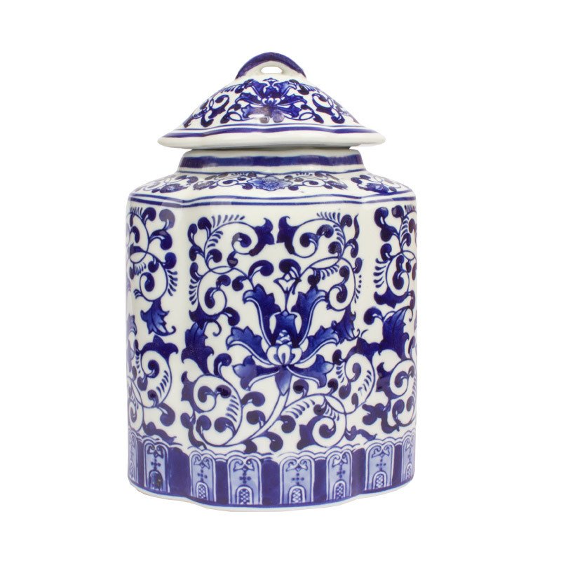 Bleu Blanc Oval Lid Vase