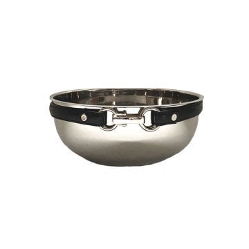 Leather Accessory Bowl/ Black Large Size
