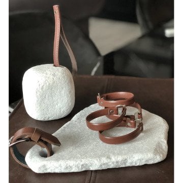 Kahve Deri Peçete Halkası/ 4'lü Set