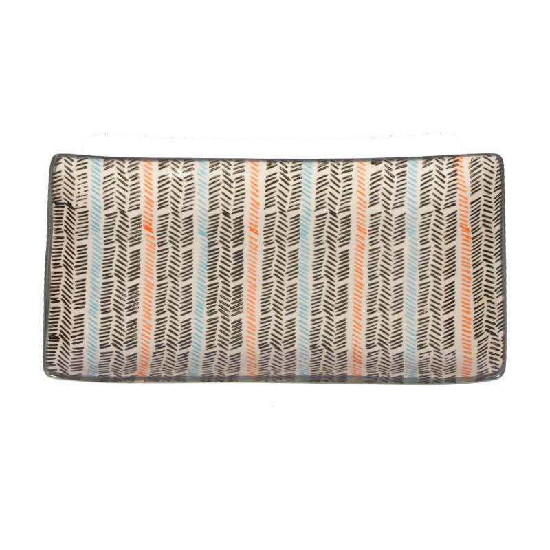 Ethnic Patterned Striped Rectangle Serving Plate