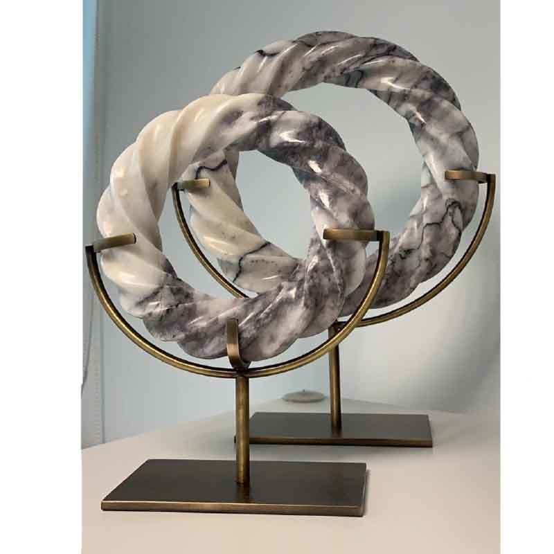 Pirinç Ayaklı Mermer Disk Set / 2'li