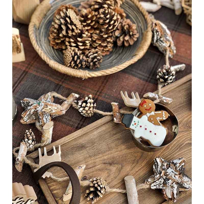 Conifer & Deer Wooden Rope Ornament
