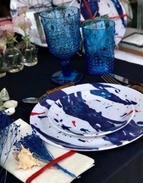 Blue Art Melamin Servis Tabağı/ 4'lü Set