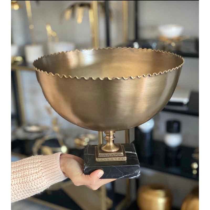 Black Marble Base Brass Bowl