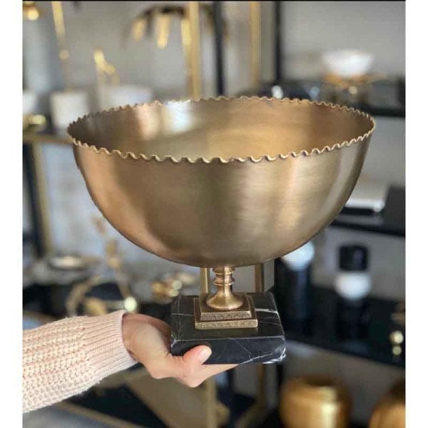 Black Marble Base Brass Bowl