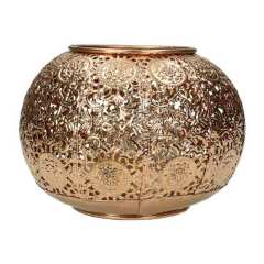 İşlemeli Bronz Mumluk/Vazo