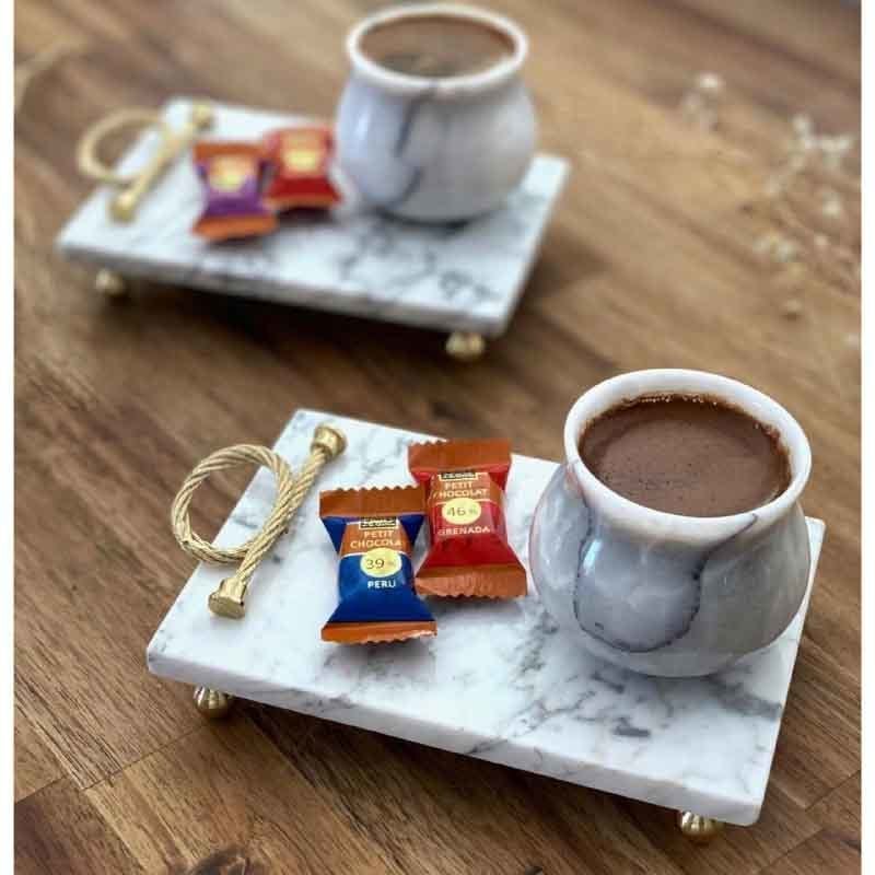 Mermer Tepsili Fincan Seti