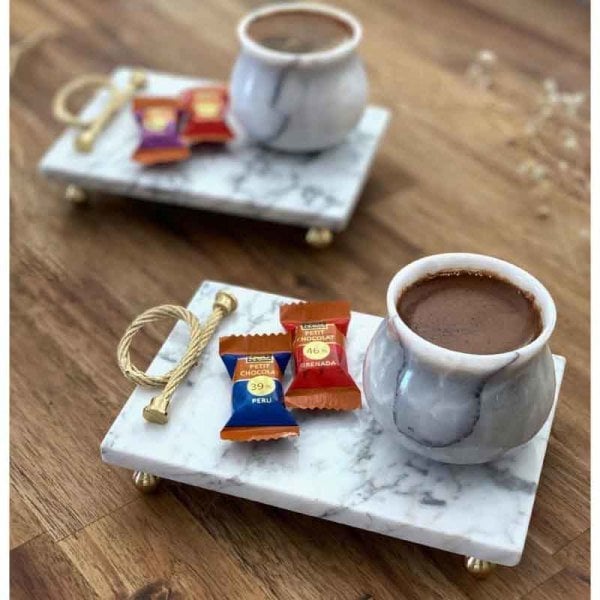 Mermer Tepsili Fincan Seti