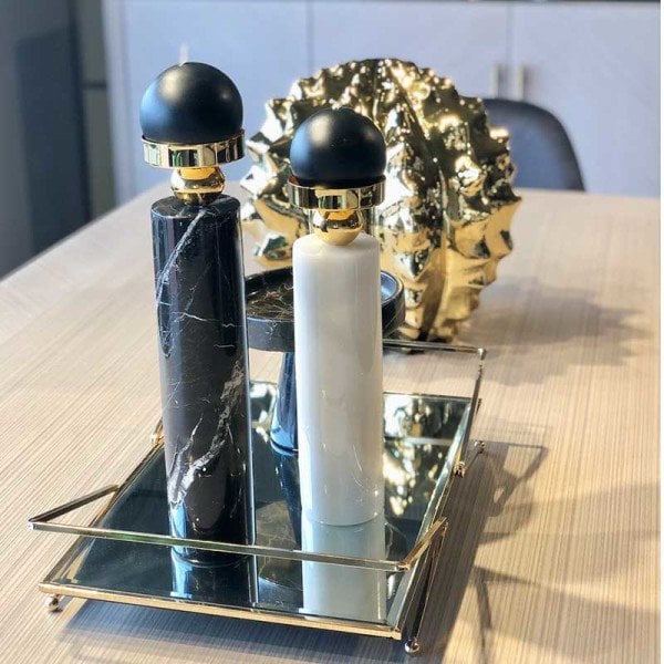 Mermer&Pirinç Şamdan 2'li Set