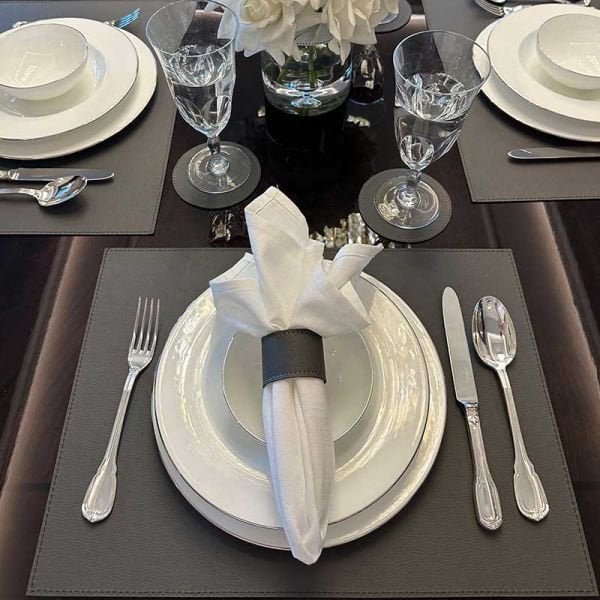 Çift Taraflı Deri Amerikan Servis/ Gri&Siyah