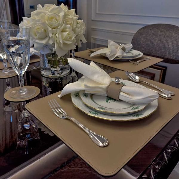 Çift Taraflı Deri Amerikan Servis/ Vizon&Lacivert