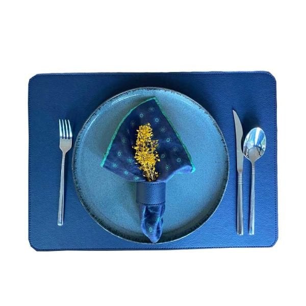 Lacivert Deri Peçete Halkası 4'lü Set