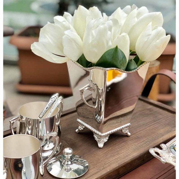 Footed Silver Vase