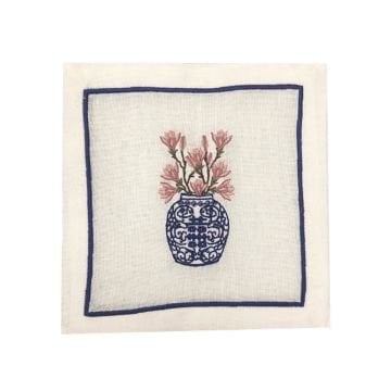 Magnolia Linen Cocktail Napkin/ Set of 2 Pink