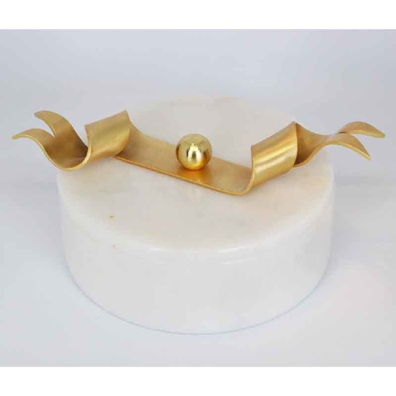 Ribbon Mermer Kutu / Beyaz