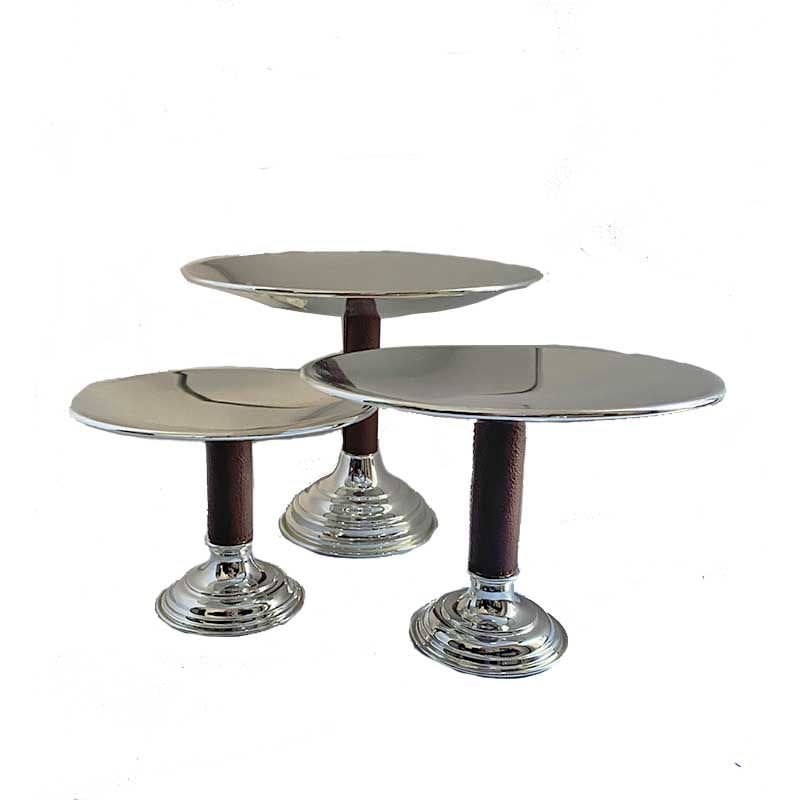 Deri Aksesuarlı Pirinç Sunumluk 24cm