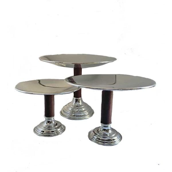 Deri Aksesuarlı Pirinç Sunumluk 24cm