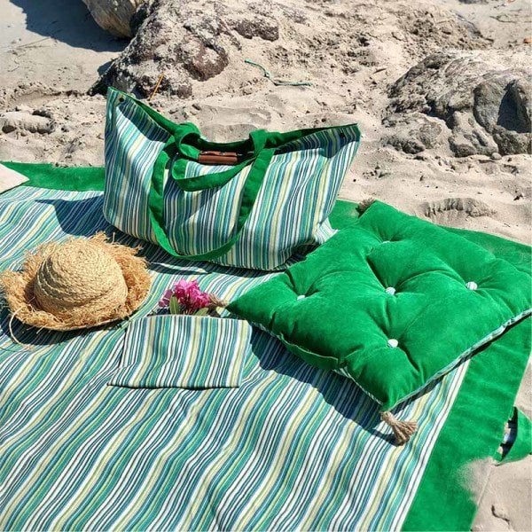 Free Summer Yeşil Çizgili Örtü 160*120