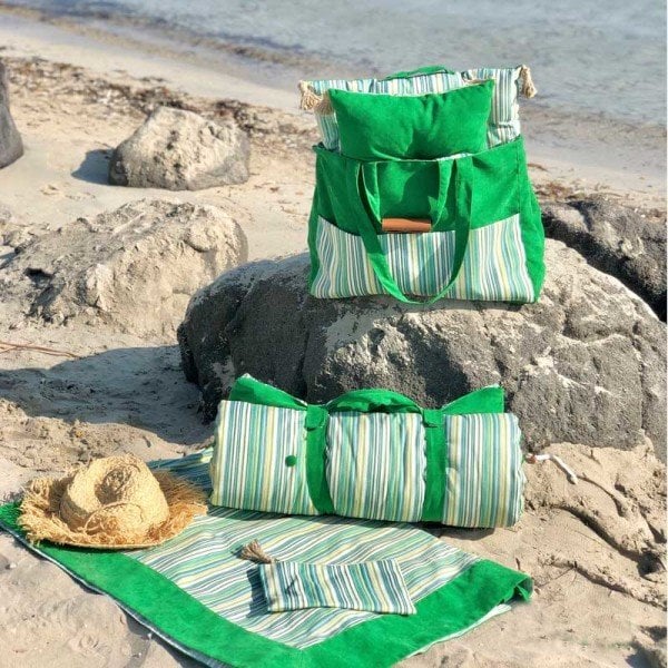 Free Summer Yeşil Çizgili Örtü 160*120