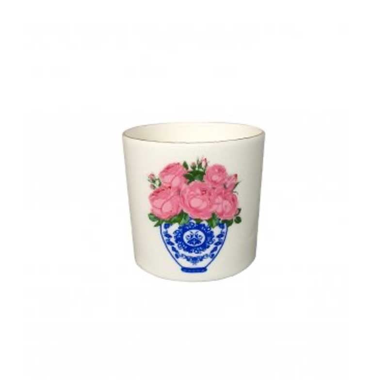 Bleu Blanc Pembe Rose Double Fincan