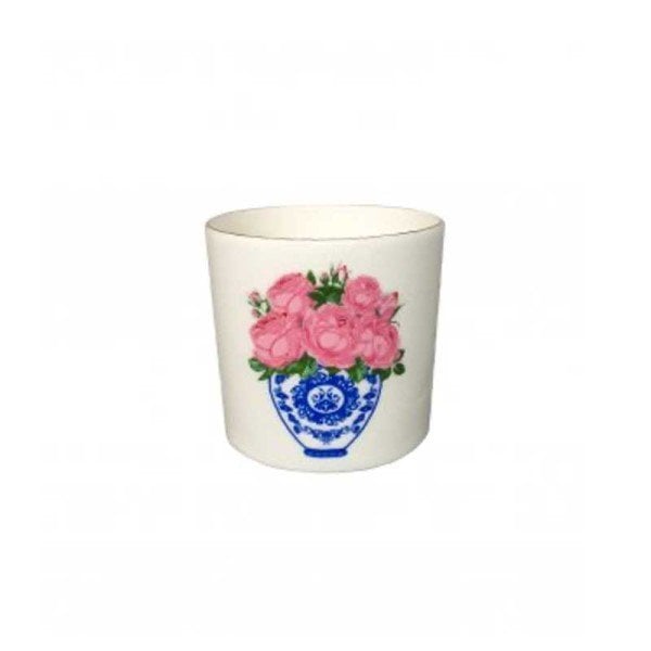 Bleu Blanc Pembe Rose Double Fincan