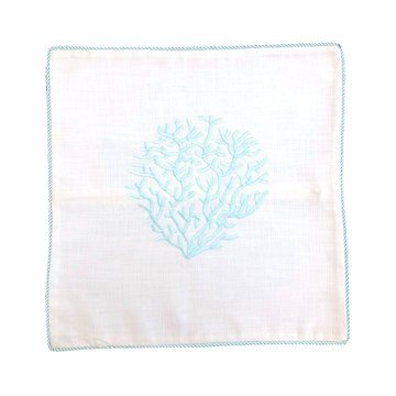 Coral Embroidered Pillowcase/Mint