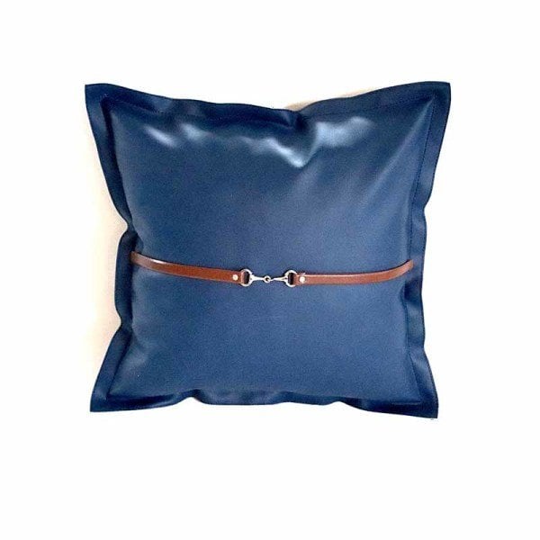 Leather Pillow Cover with Indigo Belt