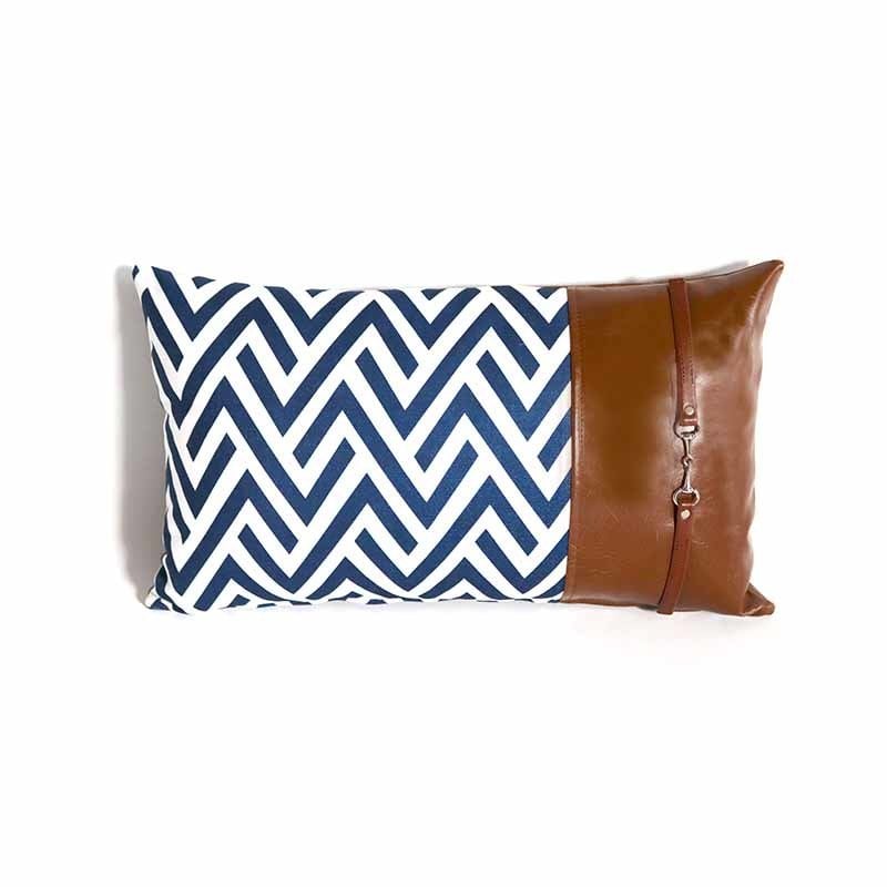 Indigo Kemerli Deri Yastık Kılıfı