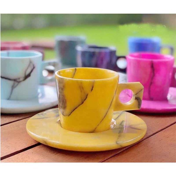 Mermer Espresso Fincanı/ Sarı