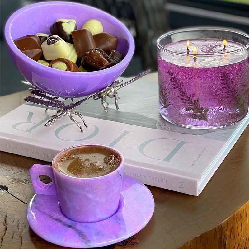 Mermer Espresso Fincanı/ Lila